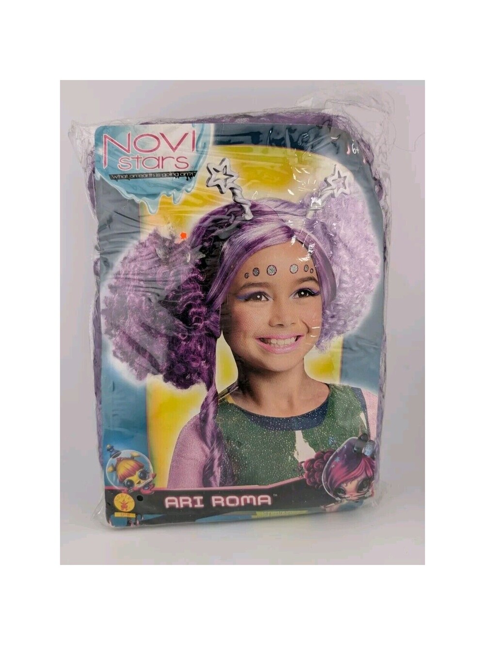 Novi Stars Ari Roma Girls Purple Wig 52746 Rubies Curly Alien Buns Antenna